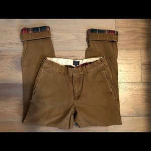 J CREW Sutton Dark Khaki 29x32 Flannel Lined Pants